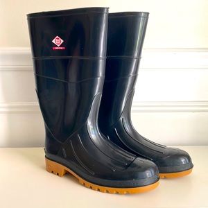 Red Ball Tall Steel Toe Rubber Boots Vintage Fishing Boots Men's Size 10